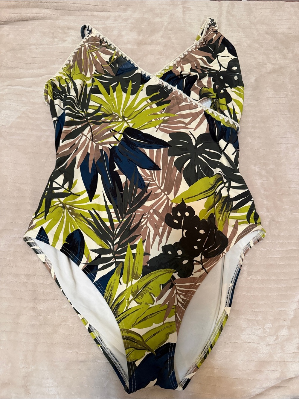 Lands End One Piece Swim Suit - Tropical Leaf Print